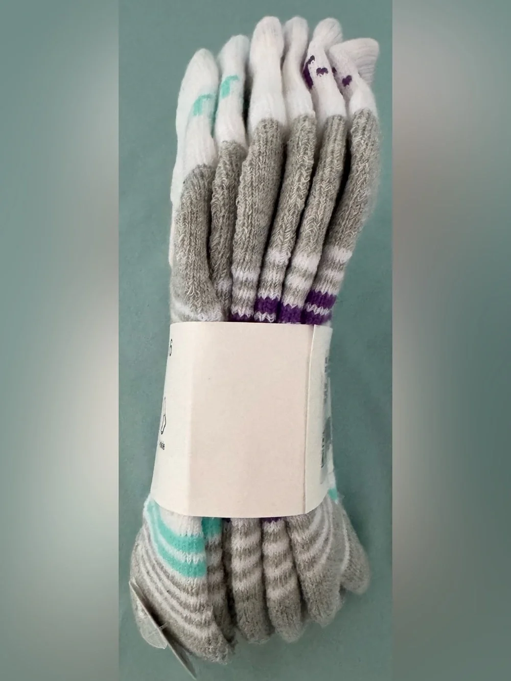 Girls 6 Pack Nike White Cushioned Ankle Socks with Pink and Teal Accents